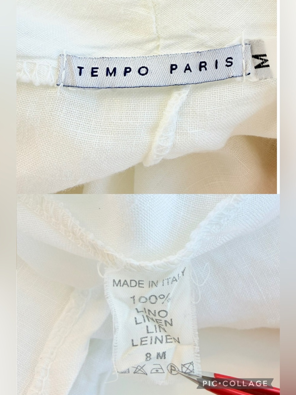 Tempo Paris 100% linen White jacket/top artistic lagenlook Made in Italy Medium - Picture 16 of 17